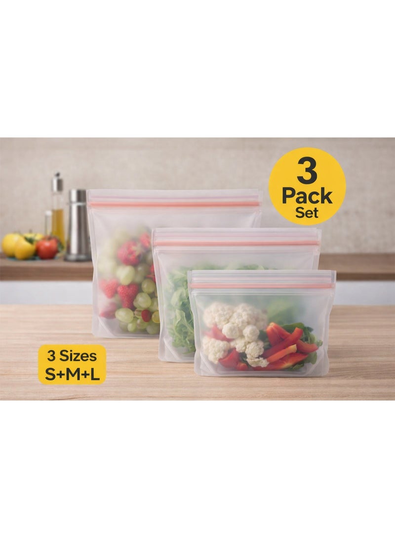 TaimAs Reusable Food Storage Bags Pack of 3 (S/M/L) – Clear EVA Leakproof Ziplock, BPA-Free, Freezer & Fridge Safe, Eco-Friendly Kitchen Storage Organizer | TaimAs - Image 4